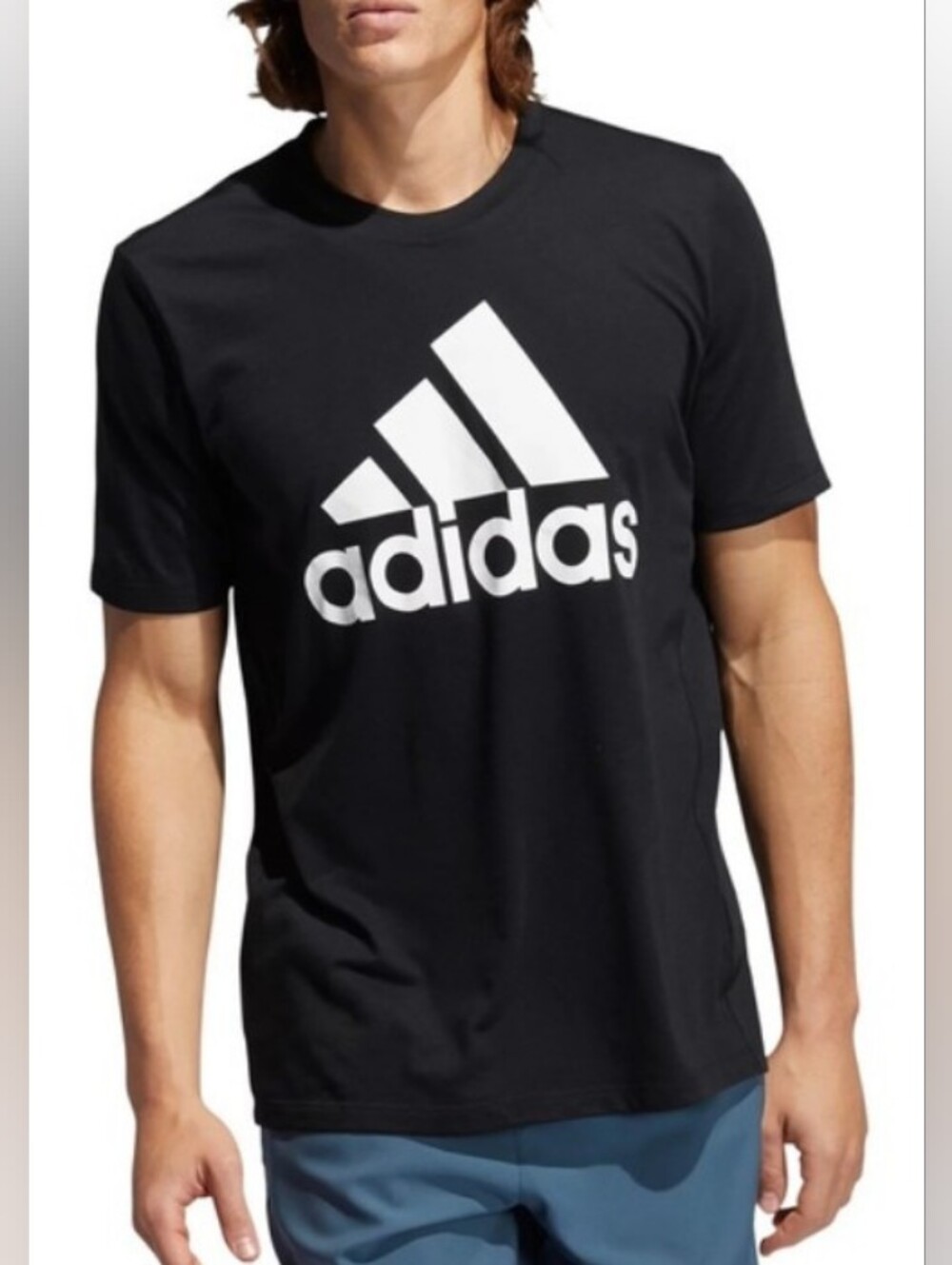 adidas Black Short-Sleeve tee with White Trefoil Logo